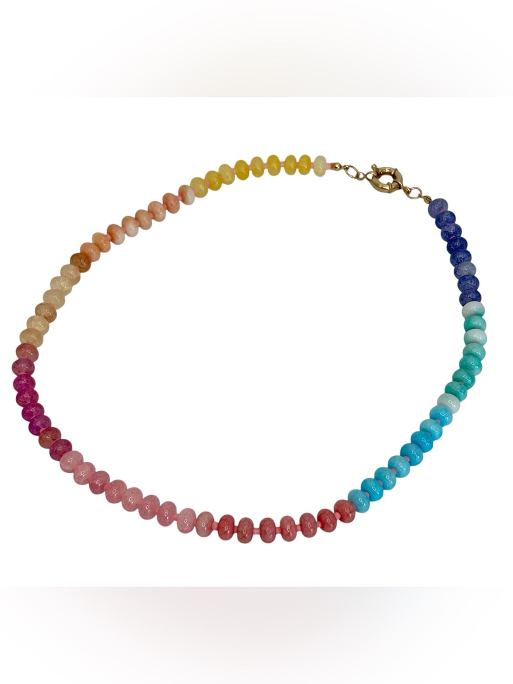 New Natural Gemstone Multicolor Beaded Boho Anthro-Style Necklace Gradient colo